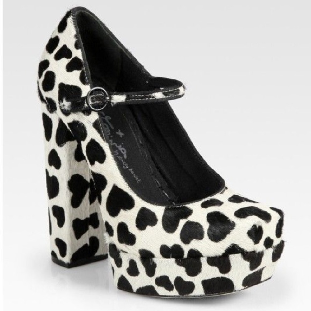 Alice & Olivia Calfhair Heart Print Platforms